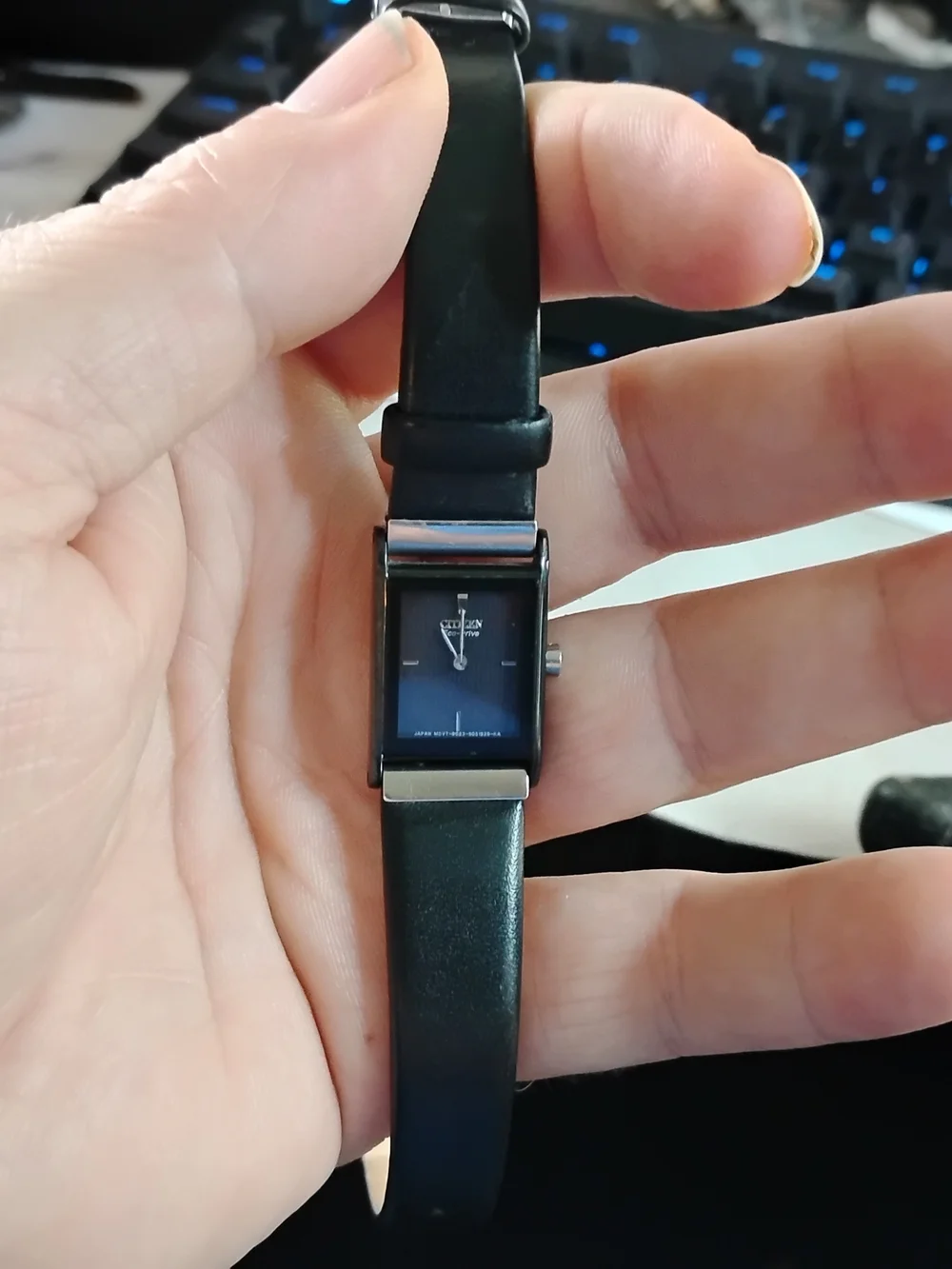 Citizen Blue Dial Rectangular Women's Watch with Black Strap